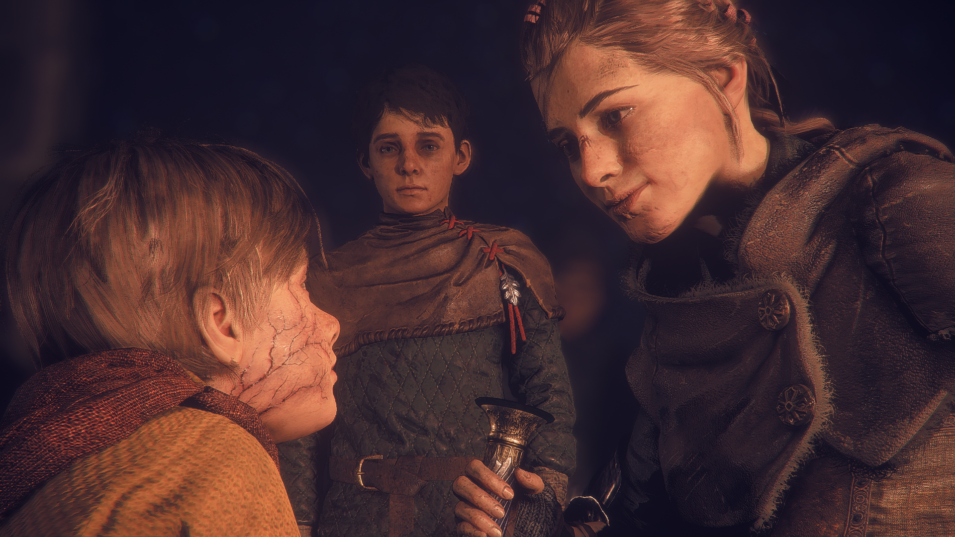 A Plague Tale: Innocence Amicia, Hugo und Lucas (Eigener Screenshot)